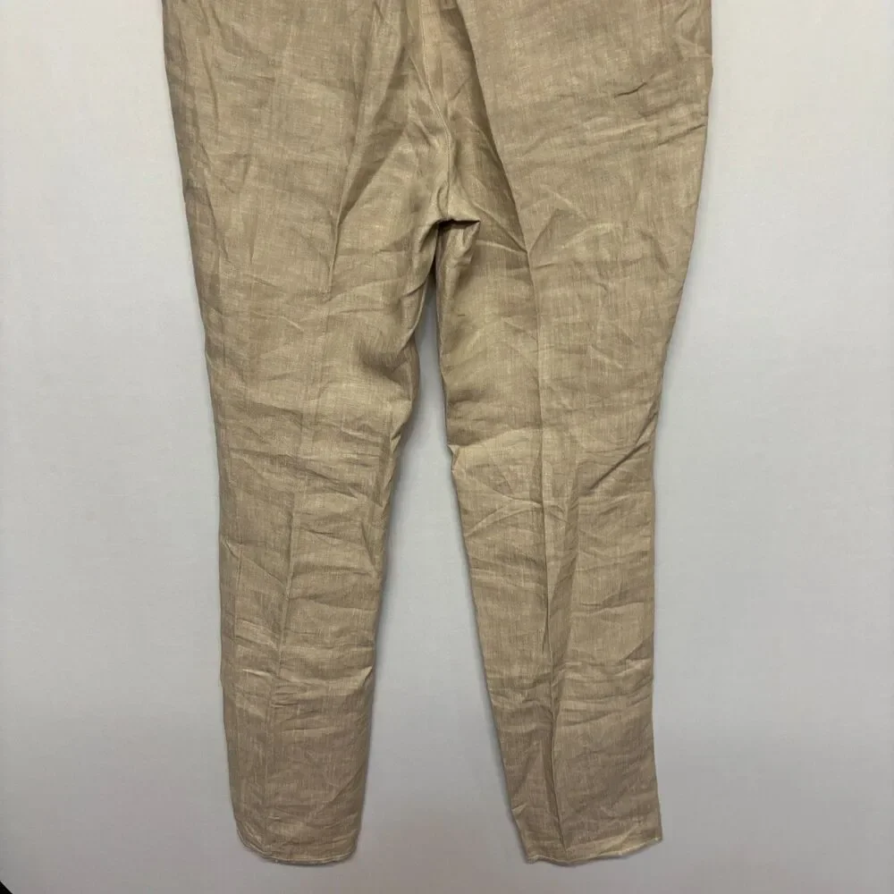 Taylor Stitch Men 100% Linen Flat Front Pants Size 34 Beige Unhemmed C129 -6